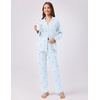 Ekouaer Womens Pajamas Set Button Down Long Sleeve Top & Pants Lounge Sets(Blue Stripes Hearts)
