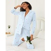 Ekouaer Womens Pajamas Set Button Down Long Sleeve Top & Pants Lounge Sets(Blue Stripes Hearts)