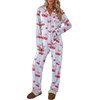 Ekouaer Womens Pajamas Set Button Up Pjs Sleepwear Lounge Sets(Cherry)