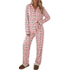 Ekouaer Womens Pajamas Set Button Up Pjs Sleepwear Lounge Sets(Pink Cherries)