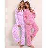 Ekouaer Womens Pajamas Set Button Up Pjs Sleepwear Lounge Sets(Pink Ribbons)