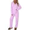 Ekouaer Womens Pajamas Set Button Up Pjs Sleepwear Lounge Sets(Purple Hearts)