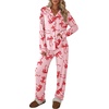 Ekouaer Womens Pajamas Set Button Up Pjs Sleepwear Lounge Sets(Red Bow)