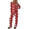Ekouaer Womens Pajamas Set Button Up Pjs Sleepwear Lounge Sets(Red Santa Claus)