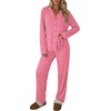Ekouaer Womens Pajamas Set Button Up Pjs Sleepwear Lounge Sets(Striped Heart)