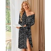 Ekouaer Womens Robe Long Kimono Bathrobe Lightweight Sleepwear with Pockets(Black Stars Moon)