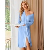 Ekouaer Womens Robe Long Kimono Bathrobe Lightweight Sleepwear with Pockets(Blue)