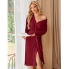Ekouaer Womens Robe Long Kimono Bathrobe Lightweight Sleepwear with Pockets(Burgundy)