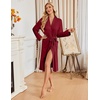 Ekouaer Womens Robe Long Kimono Bathrobe Lightweight Sleepwear with Pockets(Burgundy)