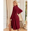 Ekouaer Womens Robe Long Kimono Bathrobe Lightweight Sleepwear with Pockets(Burgundy)