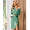 Ekouaer Womens Robe Long Kimono Bathrobe Lightweight Sleepwear with Pockets(Celadon Green)