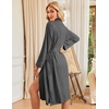 Ekouaer Womens Robe Long Kimono Bathrobe Lightweight Sleepwear with Pockets(Dark Gray)