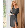 Ekouaer Womens Robe Long Kimono Bathrobe Lightweight Sleepwear with Pockets(Dark Gray)