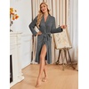 Ekouaer Womens Robe Long Kimono Bathrobe Lightweight Sleepwear with Pockets(Dark Gray)