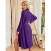 Ekouaer Womens Robe Long Kimono Bathrobe Lightweight Sleepwear with Pockets(Dark Purple)