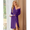 Ekouaer Womens Robe Long Kimono Bathrobe Lightweight Sleepwear with Pockets(Dark Purple)