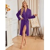 Ekouaer Womens Robe Long Kimono Bathrobe Lightweight Sleepwear with Pockets(Dark Purple)