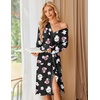 Ekouaer Womens Robe Long Kimono Bathrobe Lightweight Sleepwear with Pockets(Floral Black)