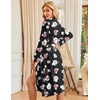 Ekouaer Womens Robe Long Kimono Bathrobe Lightweight Sleepwear with Pockets(Floral Black)