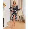 Ekouaer Womens Robe Long Kimono Bathrobe Lightweight Sleepwear with Pockets(Floral Black)
