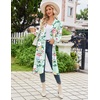 Ekouaer Womens Robe Long Kimono Bathrobe Lightweight Sleepwear with Pockets(Green Leaves Red Floral)