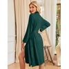 Ekouaer Womens Robe Long Kimono Bathrobe Lightweight Sleepwear with Pockets(Lake Green)