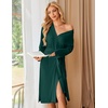 Ekouaer Womens Robe Long Kimono Bathrobe Lightweight Sleepwear with Pockets(Lake Green)