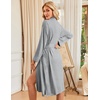 Ekouaer Womens Robe Long Kimono Bathrobe Lightweight Sleepwear with Pockets(Light Gray)
