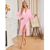 Ekouaer Womens Robe Long Kimono Bathrobe Lightweight Sleepwear with Pockets(Light Pink)
