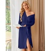 Ekouaer Womens Robe Long Kimono Bathrobe Lightweight Sleepwear with Pockets(Navy)