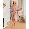 Ekouaer Womens Robe Long Kimono Bathrobe Lightweight Sleepwear with Pockets(Pink)