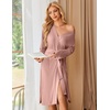 Ekouaer Womens Robe Long Kimono Bathrobe Lightweight Sleepwear with Pockets(Pink)