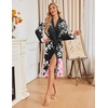 Ekouaer Womens Robe Long Kimono Bathrobe Lightweight Sleepwear with Pockets(Pink Flowers Black)
