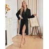 Ekouaer Womens Robe Long Kimono Bathrobe Lightweight Sleepwear with Pockets(Solid Black)