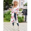 Ekouaer Womens Robe Long Kimono Bathrobe Lightweight Sleepwear with Pockets(White Red Flowers)