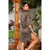 Ekouaer Womens Satin Button Down Nightshirt 3/4 Sleeve Boyfriend Nightgown(Leopard)