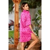 Ekouaer Womens Satin Button Down Nightshirt 3/4 Sleeve Boyfriend Nightgown(Rosy Leopard)