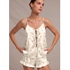 Ekouaer Womens Satin Pajamas Sets Silk Cami Lingerie Pjs Sleepwear(Beige Cherry)