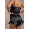 Ekouaer Womens Satin Pajamas Sets Silk Cami Lingerie Pjs Sleepwear(Black)