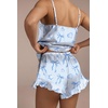 Ekouaer Womens Satin Pajamas Sets Silk Cami Lingerie Pjs Sleepwear(Blue Bow)