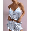 Ekouaer Womens Satin Pajamas Sets Silk Cami Lingerie Pjs Sleepwear(Blue Bow)
