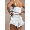 Ekouaer Womens Satin Pajamas Sets Silk Cami Lingerie Pjs Sleepwear(Blue Bow Hydrangea)