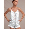 Ekouaer Womens Satin Pajamas Sets Silk Cami Lingerie Pjs Sleepwear(Blue Bow Hydrangea)