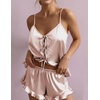 Ekouaer Womens Satin Pajamas Sets Silk Cami Lingerie Pjs Sleepwear(Champagne)