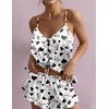 Ekouaer Womens Satin Pajamas Sets Silk Cami Lingerie Pjs Sleepwear(Cow)