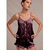 Ekouaer Womens Satin Pajamas Sets Silk Cami Lingerie Pjs Sleepwear(Dark Red)