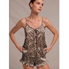 Ekouaer Womens Satin Pajamas Sets Silk Cami Lingerie Pjs Sleepwear(Leopard)