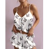 Ekouaer Womens Satin Pajamas Sets Silk Cami Lingerie Pjs Sleepwear(Leopard Bow)