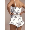 Ekouaer Womens Satin Pajamas Sets Silk Cami Lingerie Pjs Sleepwear(Leopard Bow)