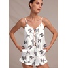 Ekouaer Womens Satin Pajamas Sets Silk Cami Lingerie Pjs Sleepwear(Leopard Bow)
